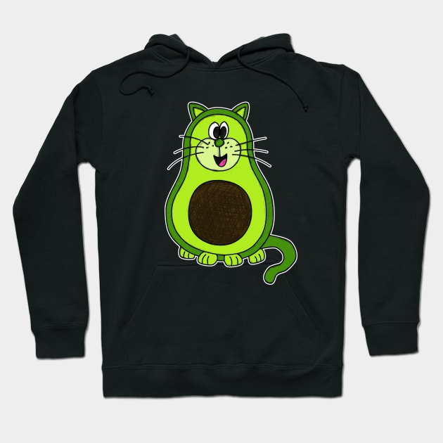 Avocado Cat Funny Healthy Eating Vegan Hoodie by doodlerob